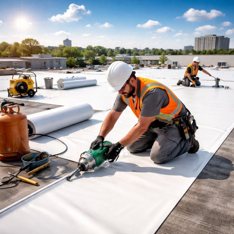 Single Ply Roof Installation